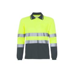 DIFAC SEANA TEXTILE  POLO ML BORI4 GRIS/JAUNE FLUO 