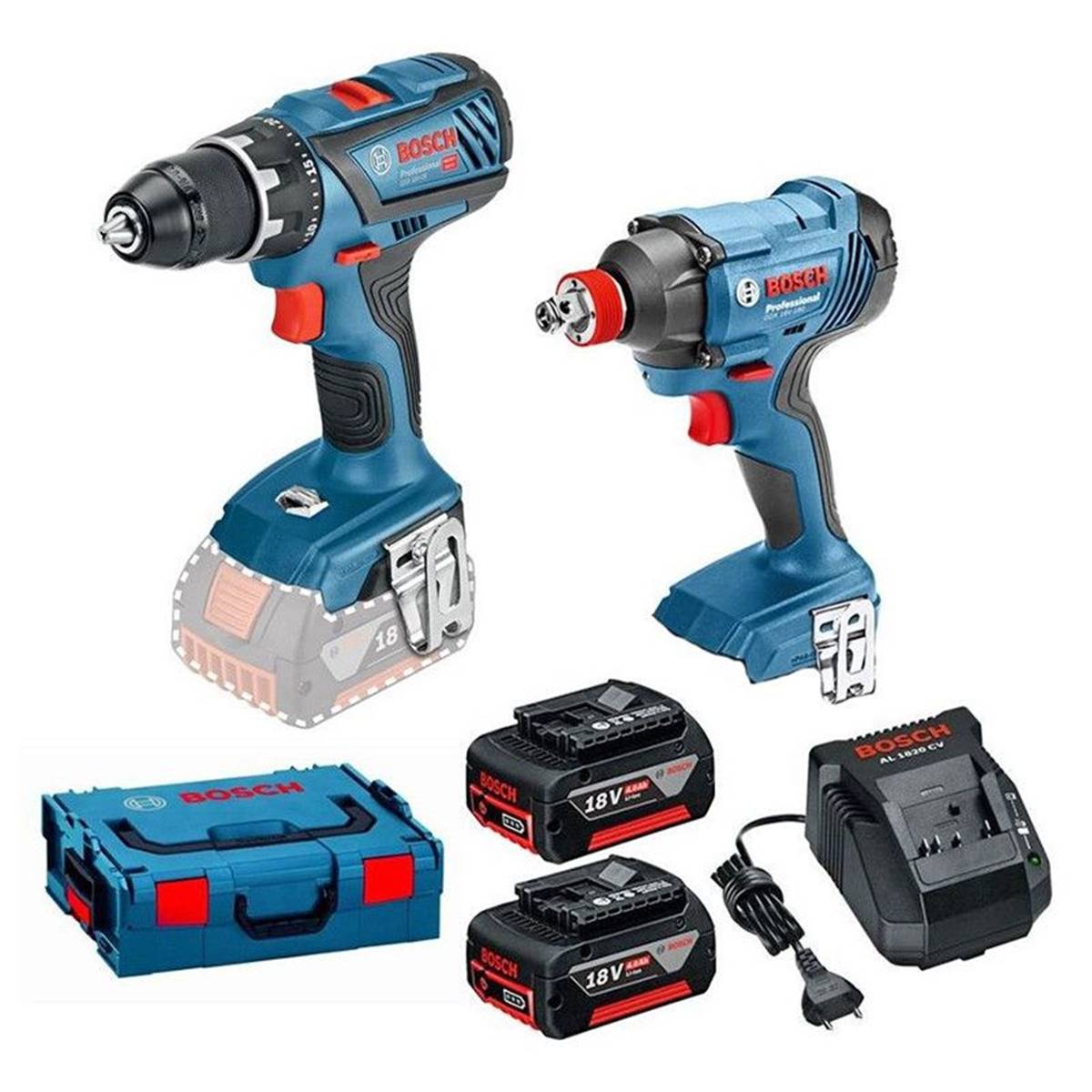 BOSCH PACK SANS FIL PERCEUSE VISS.GSR18V28   VISS. A CHOC GDX1V180-4AH ...
