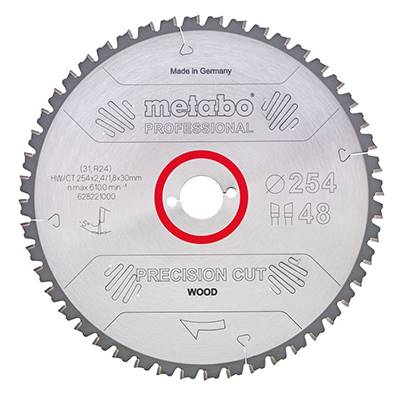 METABO LAME DE SCIE "PRECISION CUT WOOD PROFESSIONAL" 254X30 - Z48WZ 5° NEG