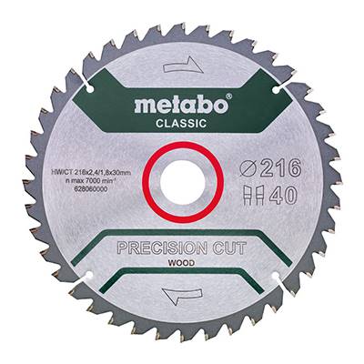 METABO LAME DE SCIE "PRECISION CUT WOOD CLASSIC" 216X30 - Z40WZ 5° NEG