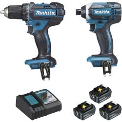 MAKITA COFFRET PERCEUSE DDF482 + VISSEUSE A CHOC DTD152 3AH- 18V+ 3 BATTERIES + 1 CHARGEUR