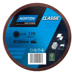 NORTON DISQUES ABRASIFS AUTO AGRIPPANT POUR PONCEUSE 125 MM GRAIN 120 - LOT DE 10