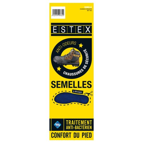 ESTEX SEMELLES MOUSSE DE LATEX AU CHARBON - ANTI BACTERIEN -  ANTI ODEUR