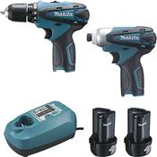 MAKITA COFFRET PERCEUSE DF330D + VISSEUSE A CHOC TD090D 1,3AH- 10,8V+ 2 BATTERIES + 1 CHARGEUR