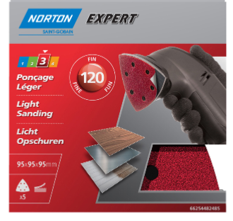 NORTON FEUILLES ABRASIVES POUR PONCEUSE TRIANGLE - LOT DE 5