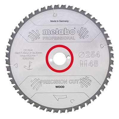 METABO LAME DE SCIE "PRECISION CUT WOOD PROFESSIONAL" 315X30 - Z48WZ 5° NEG