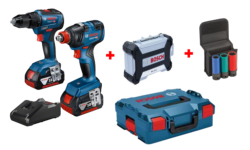 BOSCH PACK PERCEUSE VISS GSR 18V-55 + VISSEUSE A CHOC GDX 18V-200 - 18V 4AH + 2 BATT + 1 CHARG.