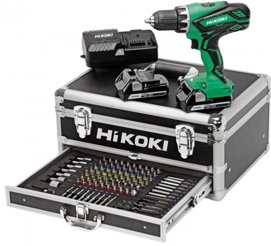 HIKOKI PERCEUSE VISSEUSE SANS FIL KC18DJL - 18V-2,5AH+ 2 BATTERIES + 1 CHARGEUR + 100 ACCESSOIRES- EN COFFRET